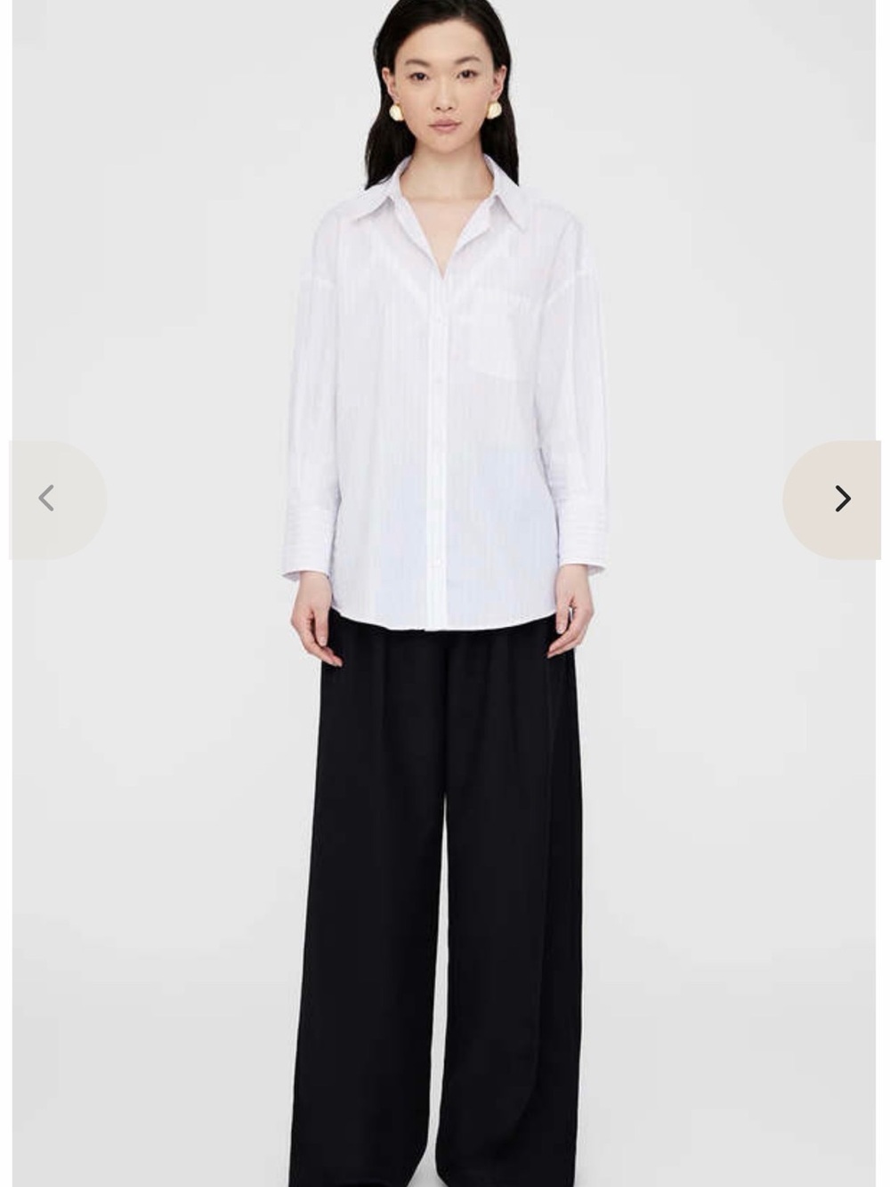 Anine Bing White Stripe Cotton Button-Down Shirt